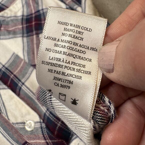 Rails Hunter Plaid Shirt White Teal Merlot Medium Button Down VGUC - Picture 10 of 11